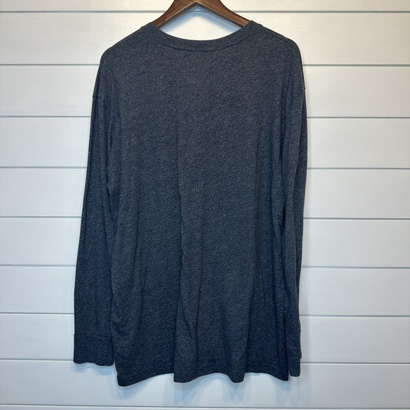 Lauren James Boyfriend Tee XL Gray Blue Henley Long Sleeve Oversized Shirt 2X - Picture 5 of 6